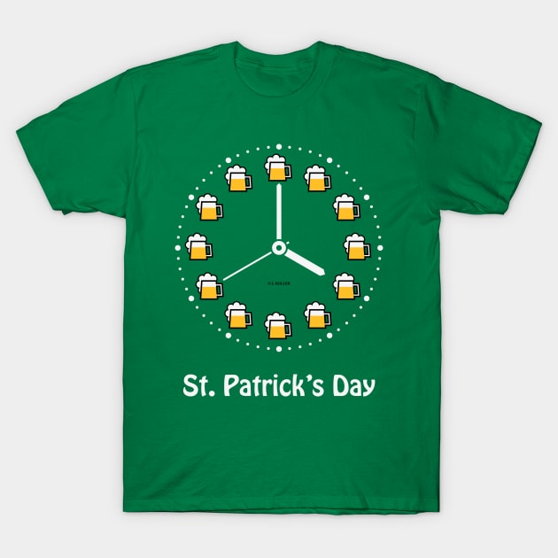 St. Patrick's Day (Saint Patrick / Beer / Clock / White) T-Shirt by MrFaulbaum